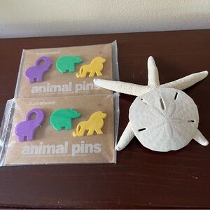 Tupperware Animal Pins Vintage 6 Elephant Lion Bear